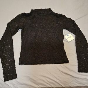 Arizona Black Lace Long Sleeve Top / Juniors Small / NWT
